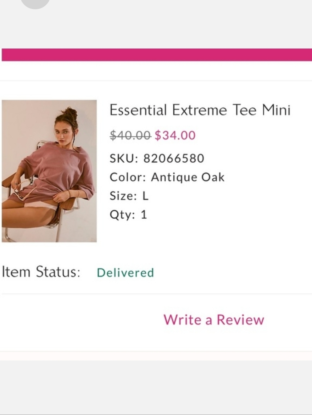 Free People Essential Extreme Tee Mini in Antique Oak (Mauve)